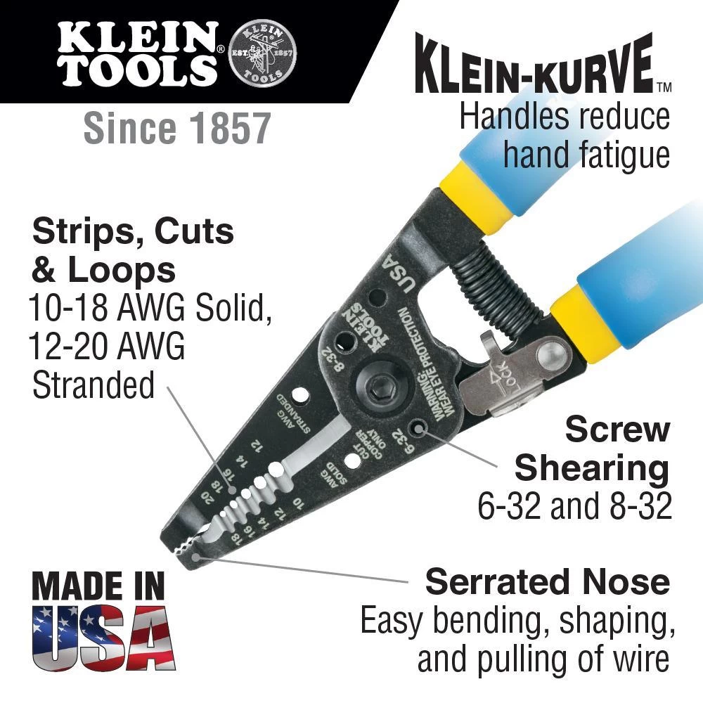 Klein Tools Solid And Stranded Copper Wire Stripper And Cutter, Model 11055 - Image 9