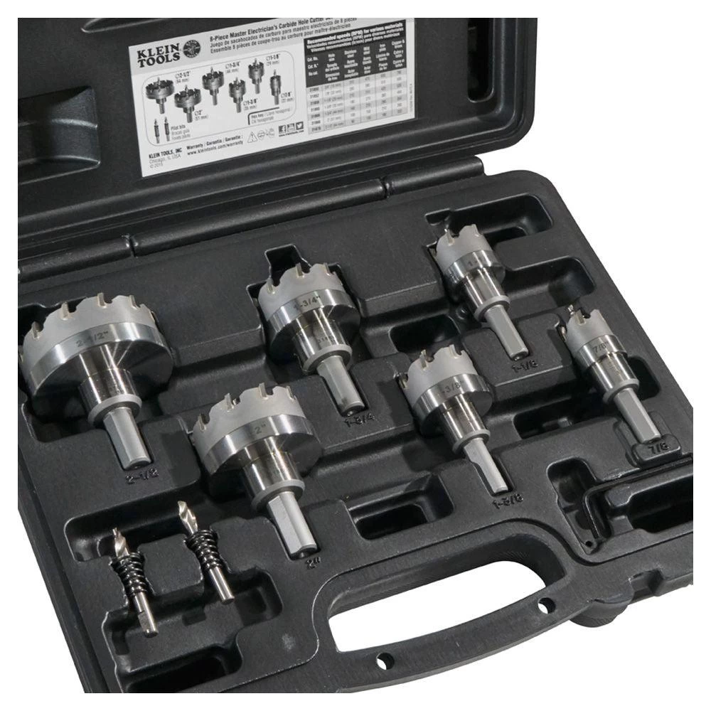 Klein Tools Hole Cutter Kit, Master Electrician Hole Cutter, 8-Piece, Model 31873* - Image 2
