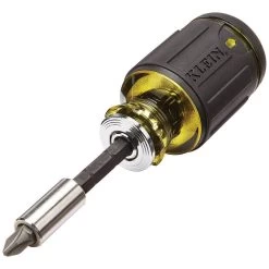 Klein Tools 8-in-1 Multi-Bit Adjustable Length Stubby Screwdriver, Model 32308