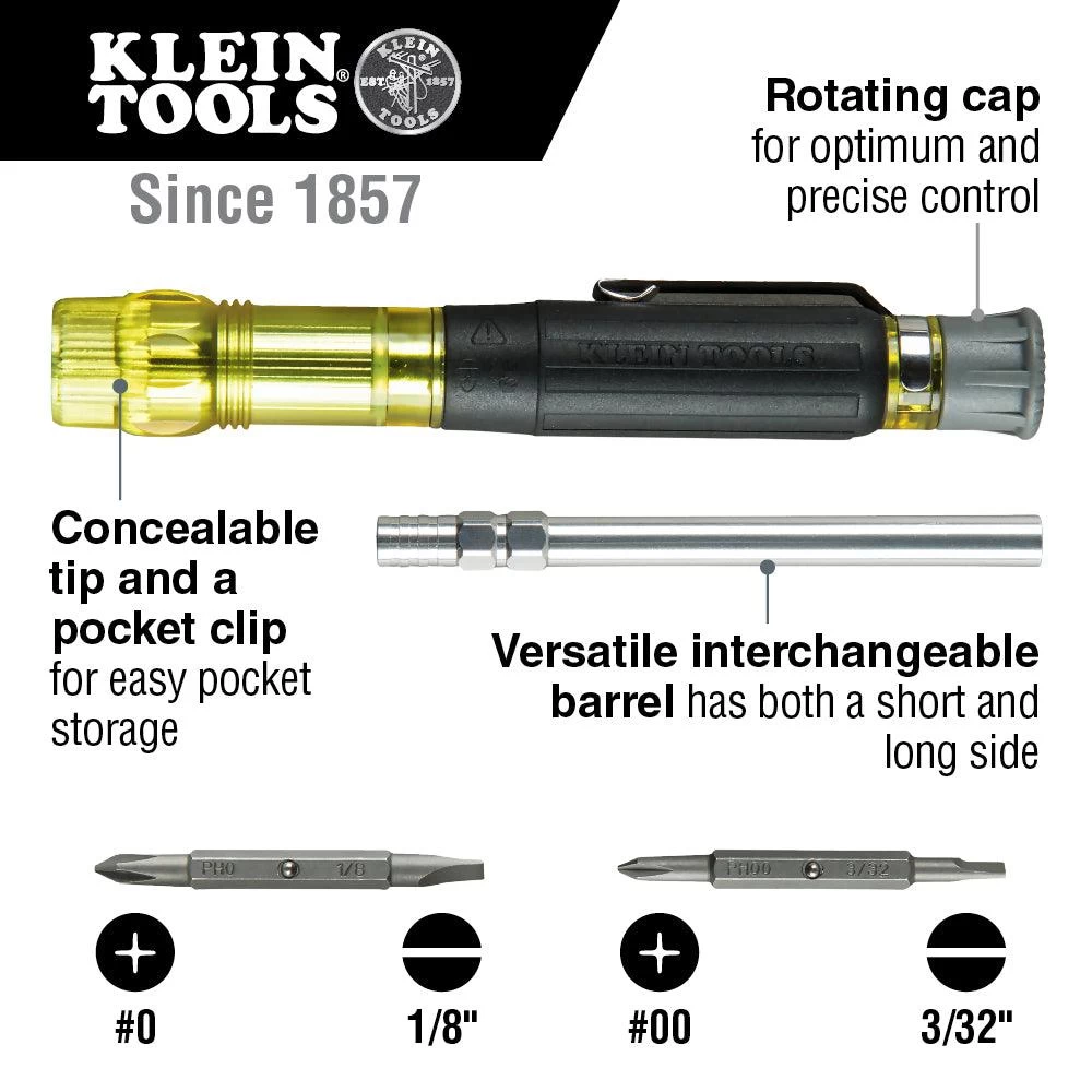 Klein Tools 4-in-1 Electronics Pocket Screwdriver, Model 32614 - Image 2