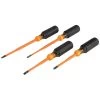 Klein Tools Screwdriver Set, Slim-Tip Insulated Phillips, Cabinet, Square, 4-Piece, Model 33734INS
