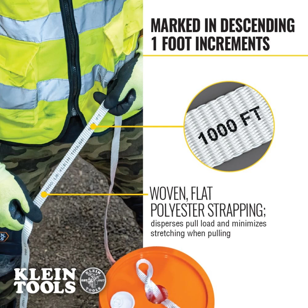 Klein Tools Conduit Measuring Pull Tape, 1250-Pound X 2000-Foot, Model 50122* - Image 3
