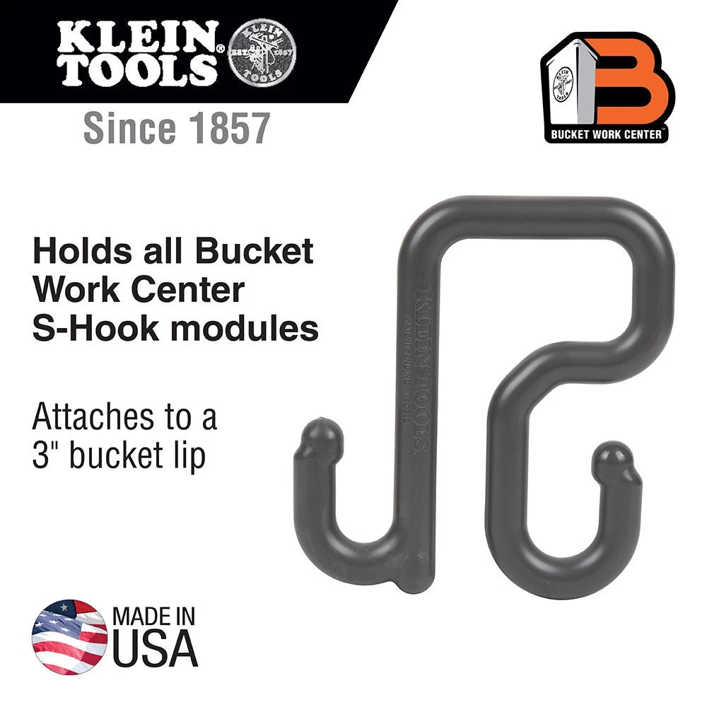 Klein Tools Bucket Work Center 3-Inch Utility Bucket S-Hook, Model BC312* - Image 2