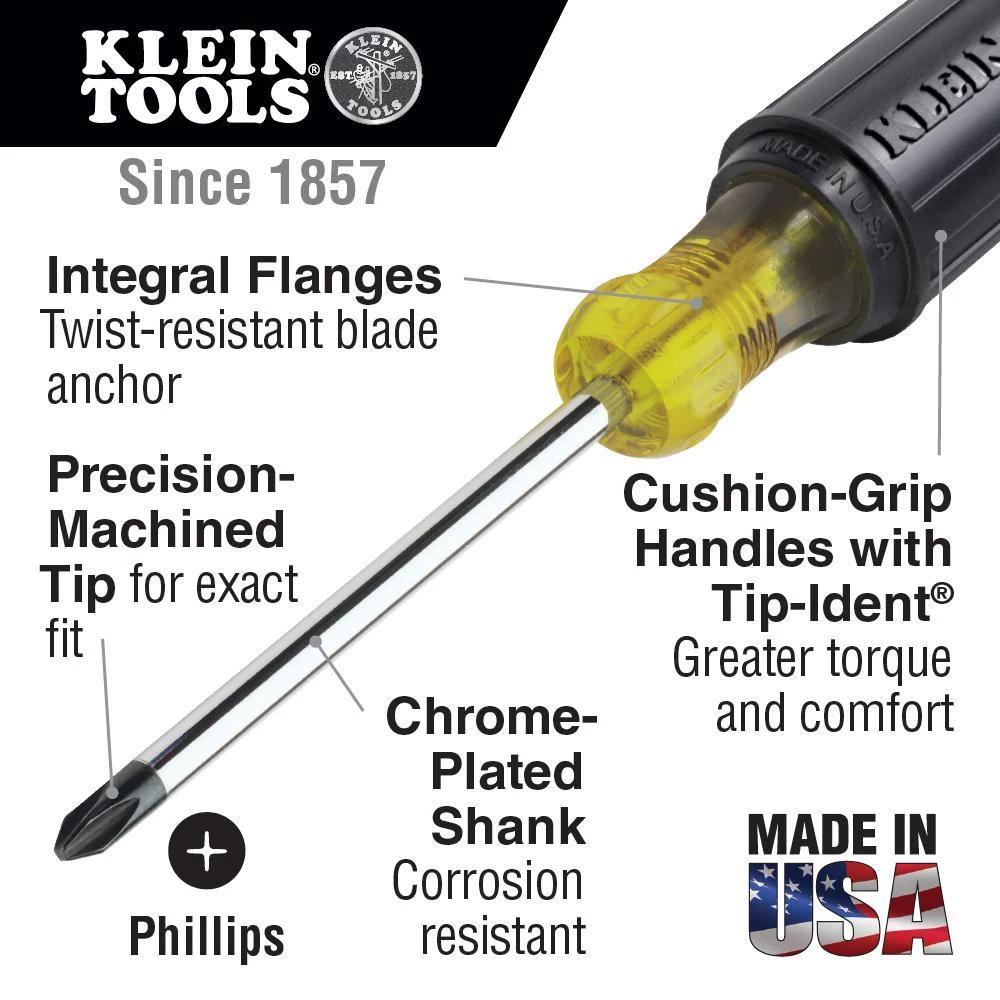 Klein Tools #1 Phillips Screwdriver, 3-Inch Round Shank, Model 603-3 - Image 5