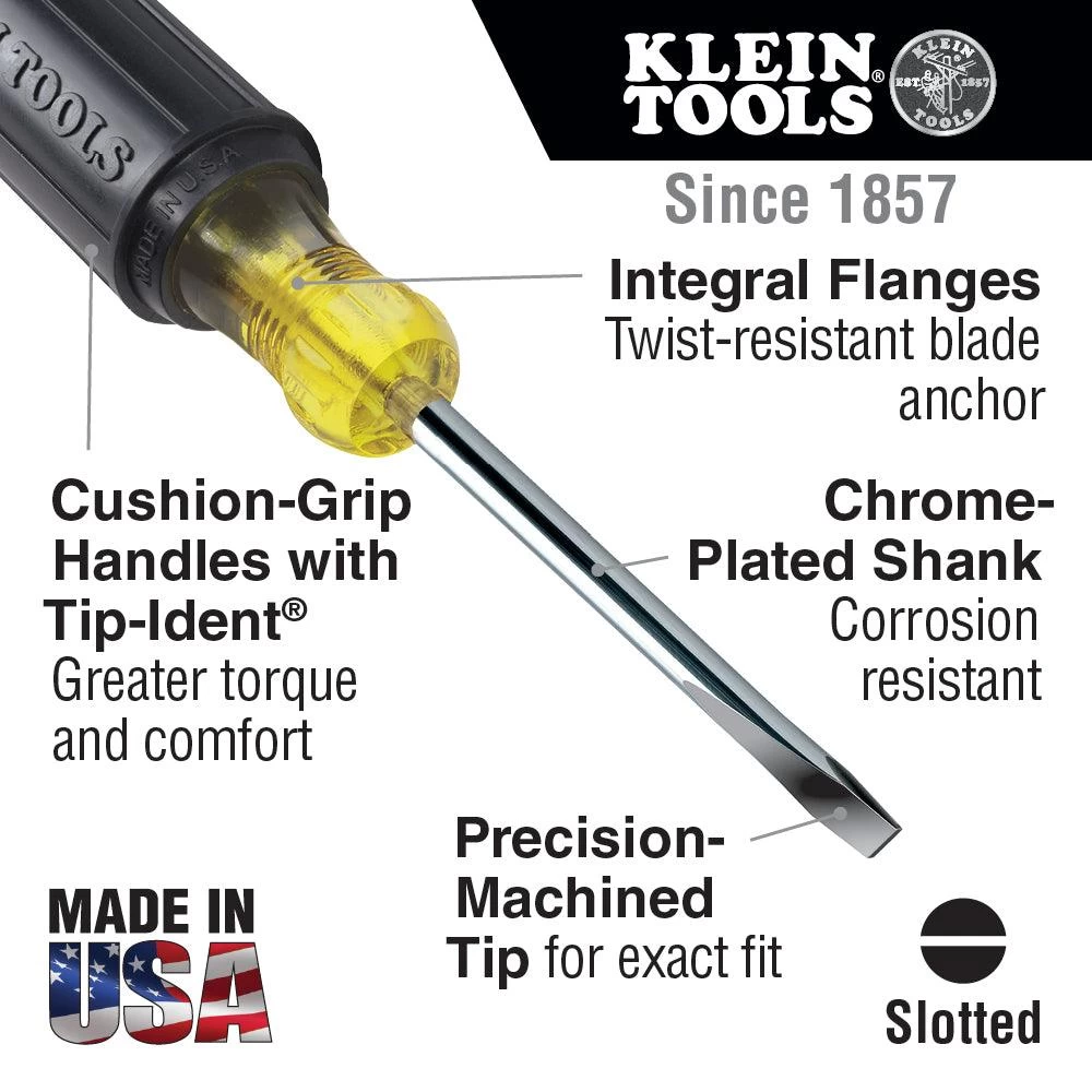 Klein Tools 1/8-Inch Cabinet Tip Mini Screwdriver 4-Inch, Model 608-4 - Image 2