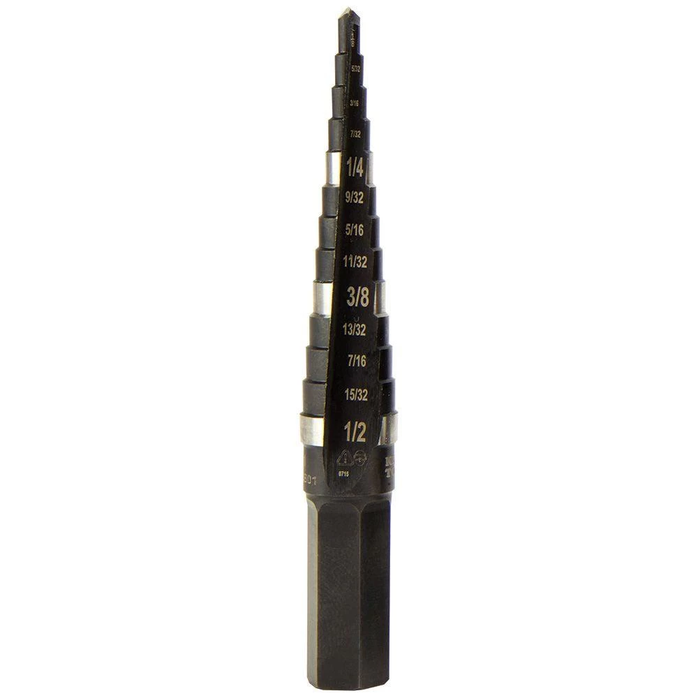 Klein Tools Step Drill Bit Double-Fluted #1, 1/8 To 1/2-Inch, Model KTSB01*