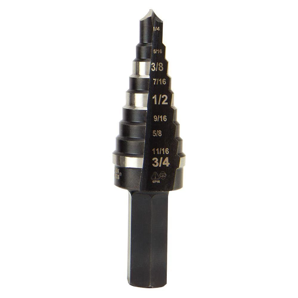 Klein Tools Step Drill Bit Double Fluted #3, 1/4 To 3/4-Inch, Model KTSB03*